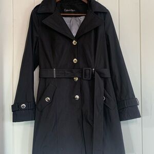 Calvin Klein Black Belted Trench Coat
